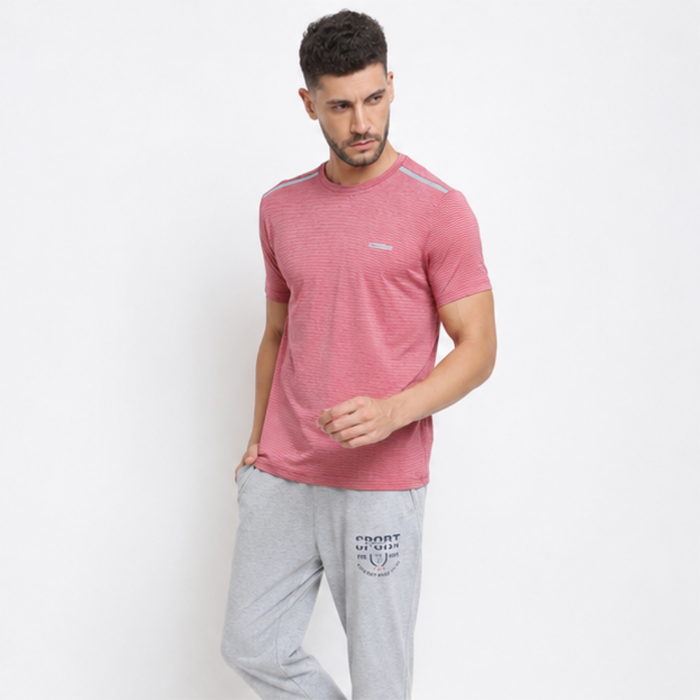Performance Men Striped Swift Dry Crew Neck T-Shirt - Image 2