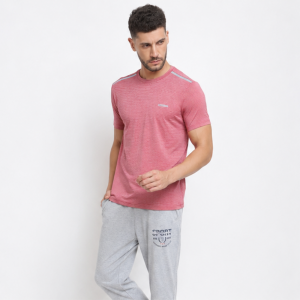 Performance Men Striped Swift Dry Crew Neck T-Shirt